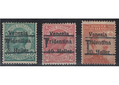 TRENTINO (BZ3) 1918-19 Venezia Tridentina (T without figure) 3v MH* ©