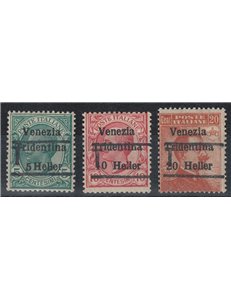 TRENTINO (BZ3) 1918-19 Venezia Tridentina (T senza cifra) 3v MNH** ©