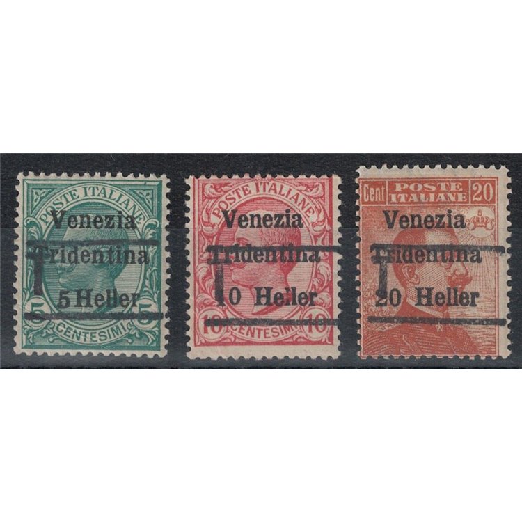 TRENTINO (BZ3) 1918-19 Venezia Tridentina (T senza cifra) 3v MNH** ©