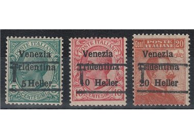 TRENTINO (BZ3) 1918-19 Venezia Tridentina (T senza cifra) 3v MNH** ©