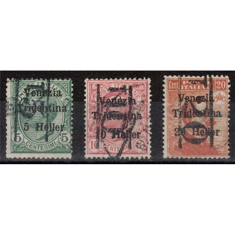 TRENTINO (BZ3) 1918-19 Venezia Tridentina (T with vertical number) 3v us ©
