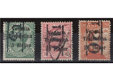TRENTINO (BZ3) 1918-19 Venezia Tridentina (T with vertical number) 3v us ©