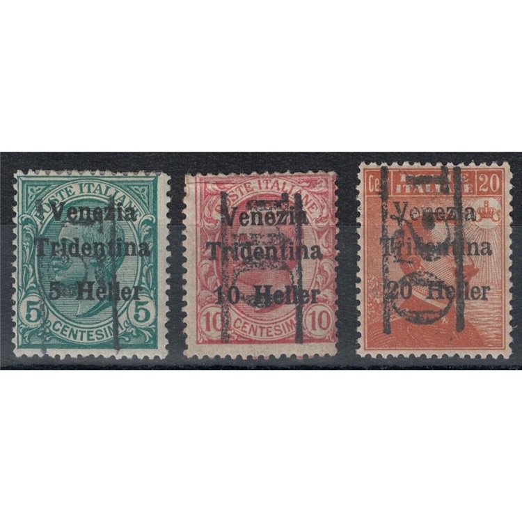 TRENTINO (BZ3) 1918-19 Venezia Tridentina (T con cifra verticale) 3v MH* ©