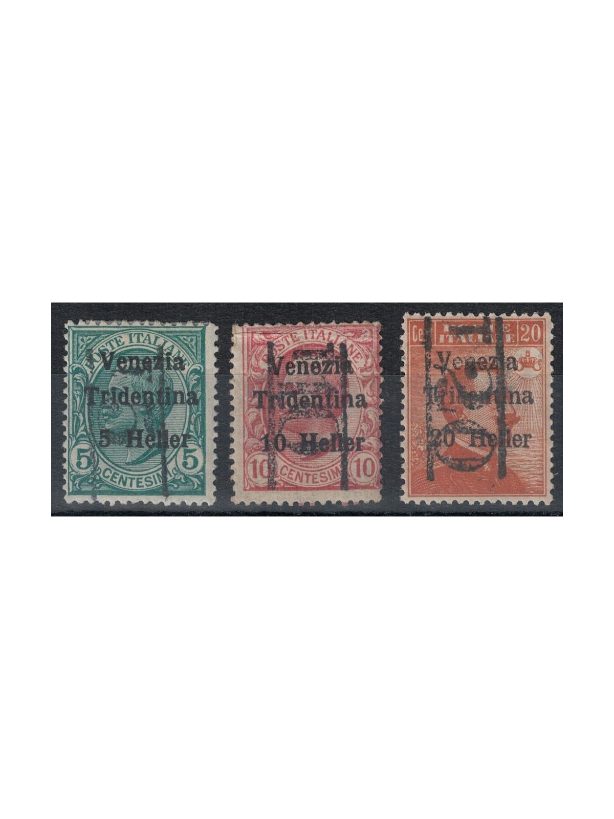 TRENTINO (BZ3) 1918-19 Venezia Tridentina (T with vertical numeral) 3v MH* ©