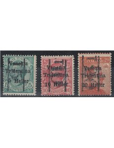 TRENTINO (BZ3) 1918-19 Venezia Tridentina (T con cifra verticale) 3v MNH** ©