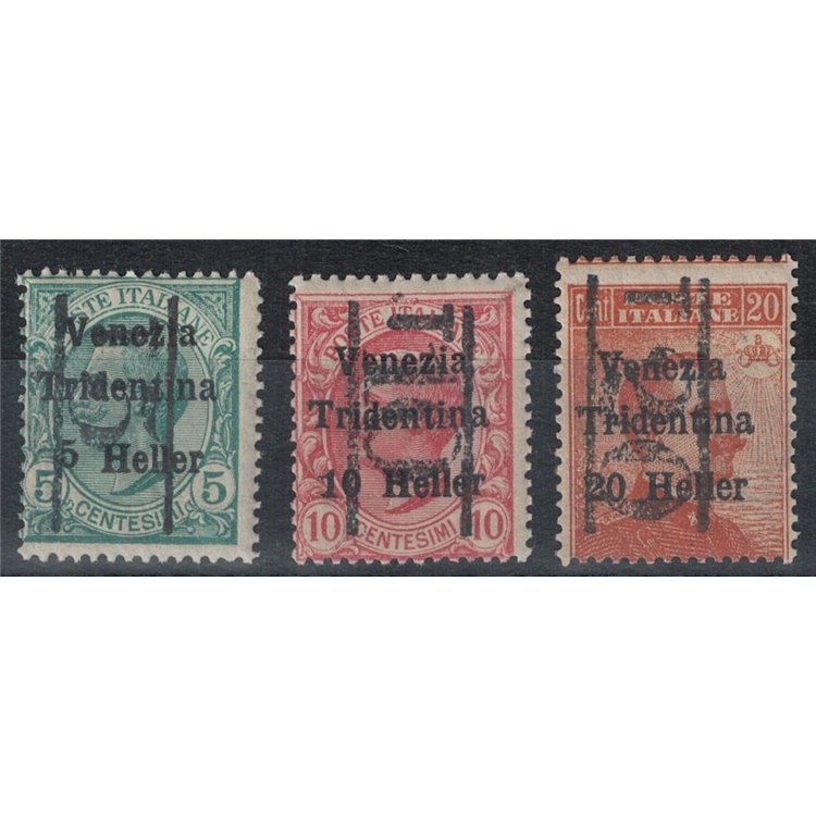 TRENTINO (BZ3) 1918-19 Venezia Tridentina (T con cifra verticale) 3v MNH** ©