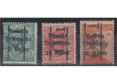 TRENTINO (BZ3) 1918-19 Venezia Tridentina (T con cifra verticale) 3v MNH** ©