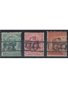 TRENTINO (BZ3) 1918-19 Trento and Trieste (T with number) 3v MNH** ©