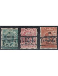 TRENTINO (BZ3) 1918-19 Trento and Trieste (T with number) 3v MH* ©