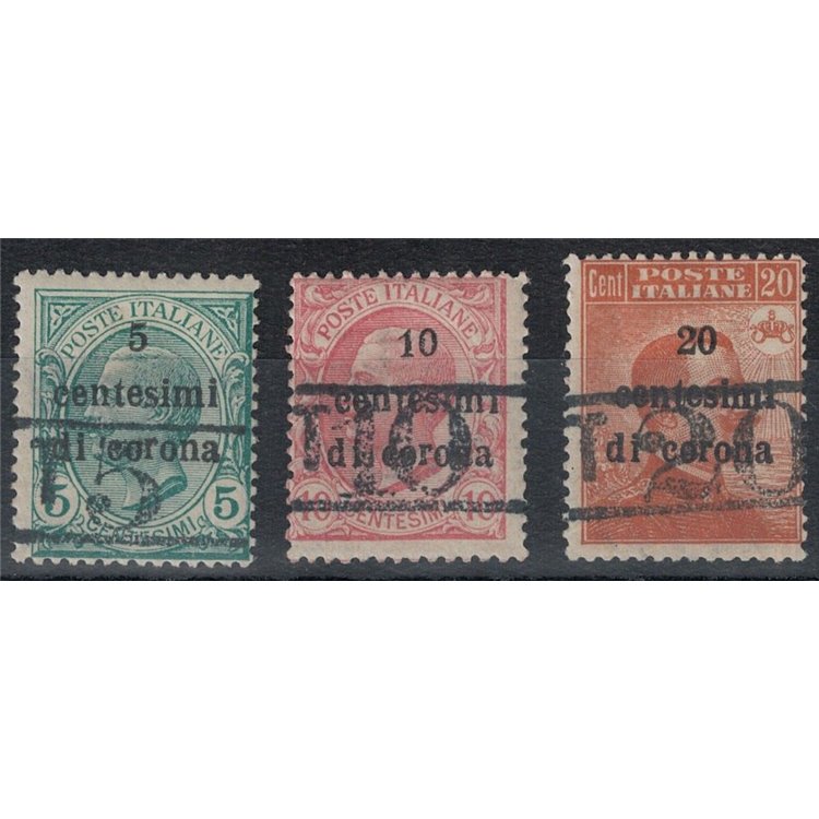 TRENTINO (BZ3) 1918-19 Trento e Trieste (T con cifra) 3v MH* ©