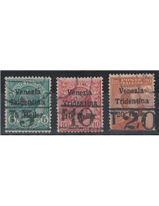 TRENTINO (BZ3) 1918-19 Venezia Tridentina (T con cifra orizzontale) 3v us ©