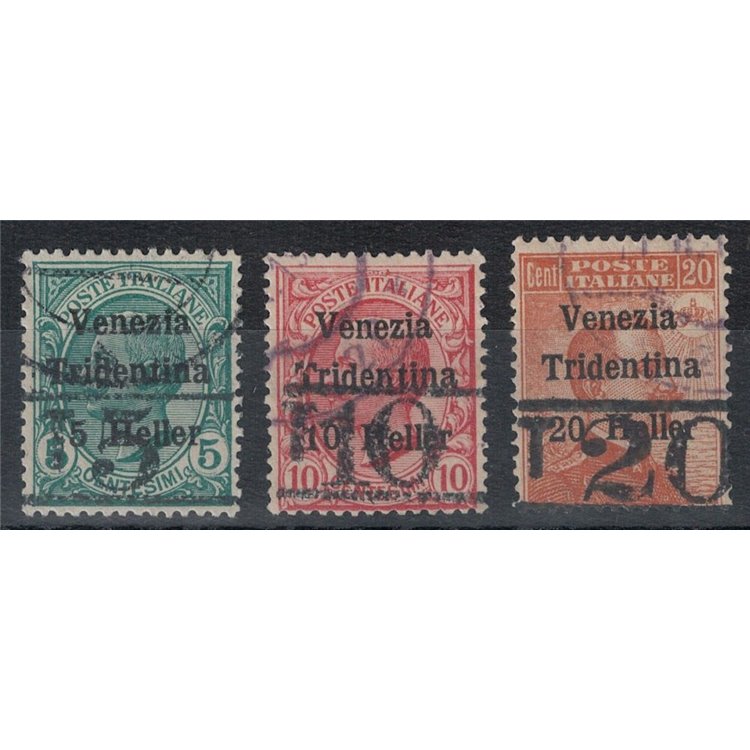 TRENTINO (BZ3) 1918-19 Venezia Tridentina (T con cifra orizzontale) 3v us ©
