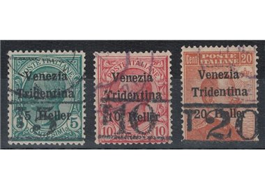 TRENTINO (BZ3) 1918-19 Venezia Tridentina (T with horizontal numeral) 3v us ©