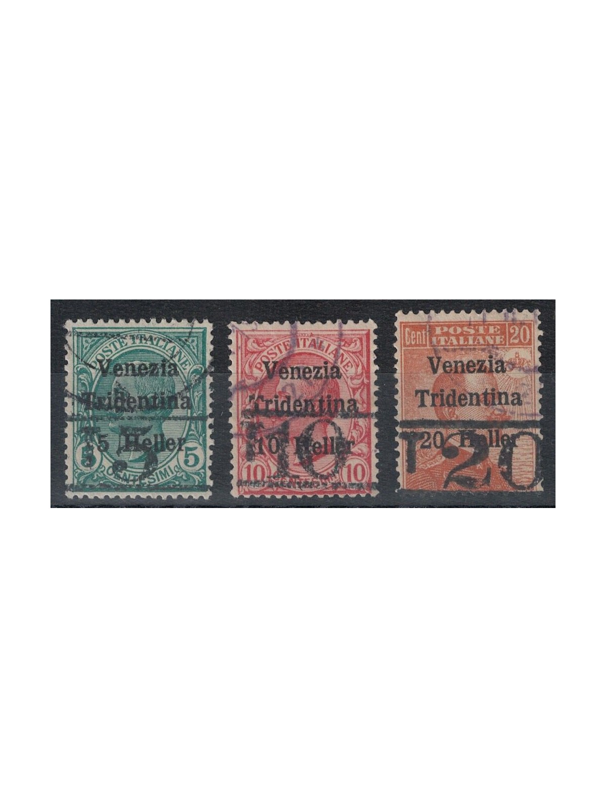 TRENTINO (BZ3) 1918-19 Venezia Tridentina (T with horizontal numeral) 3v us ©