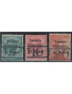 TRENTINO (BZ3) 1918-19 Venezia Tridentina (T con cifra orizzontale) 3v MH* ©