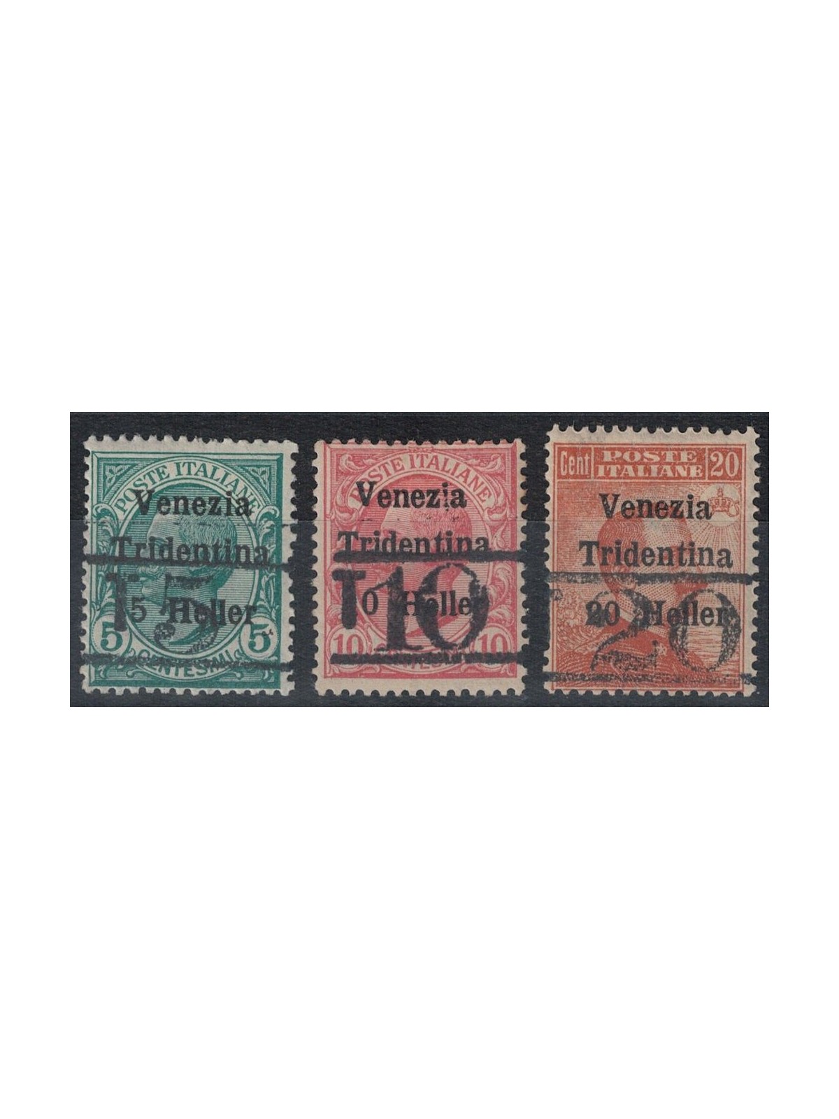 TRENTINO (BZ3) 1918-19 Venezia Tridentina (T with horizontal numeral) 3v MH* ©
