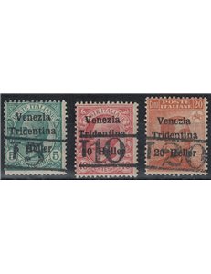 TRENTINO (BZ3) 1918-19 Venezia Tridentina (T with horizontal digit) 3v MNH** ©
