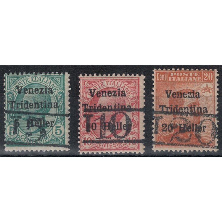 TRENTINO (BZ3) 1918-19 Venezia Tridentina (T con cifra orizzontale) 3v MNH** ©