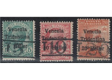 TRENTINO (BZ3) 1918-19 Venezia Tridentina (T with horizontal digit) 3v MNH** ©