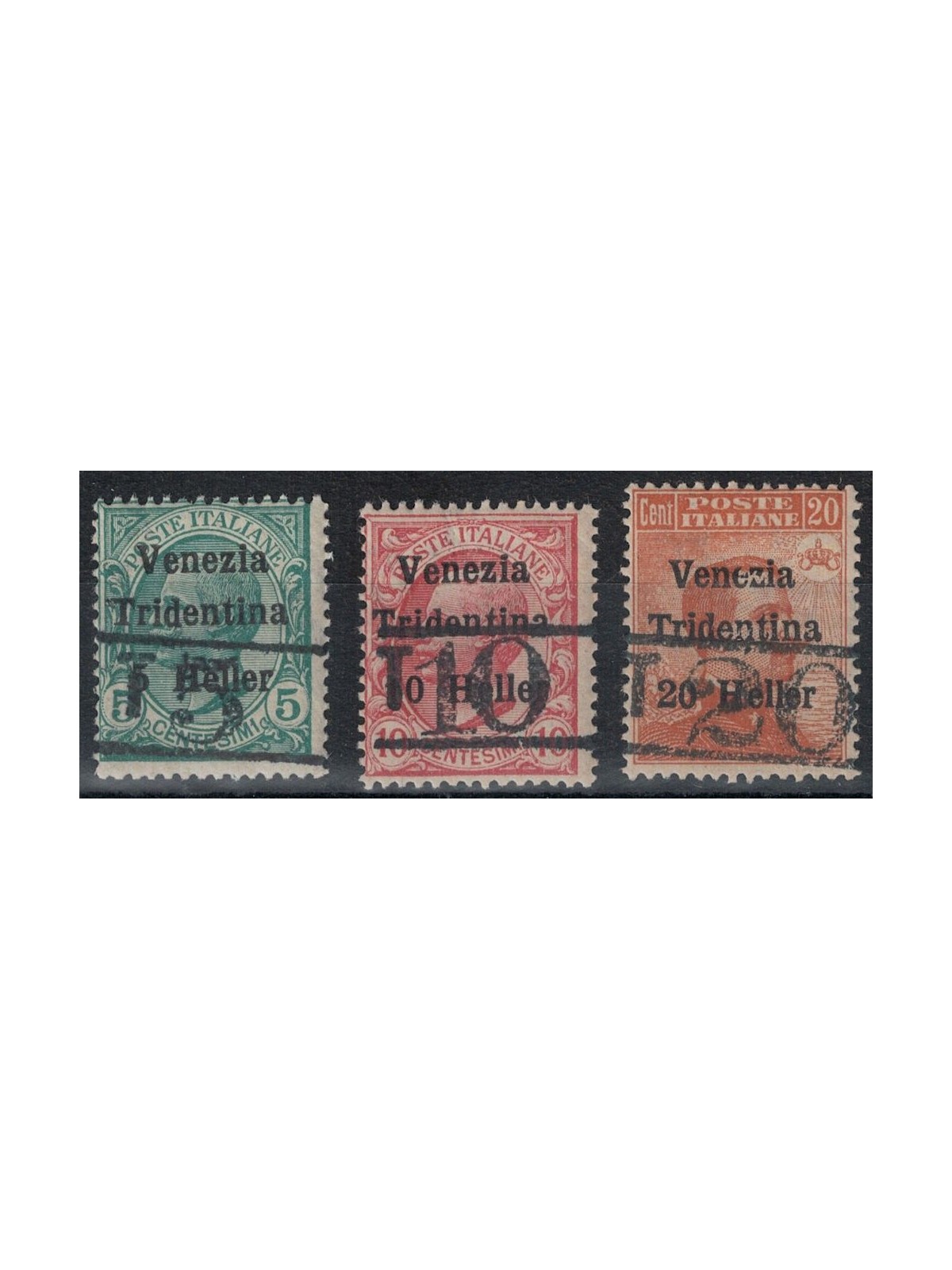 TRENTINO (BZ3) 1918-19 Venezia Tridentina (T con cifra orizzontale) 3v MNH** ©