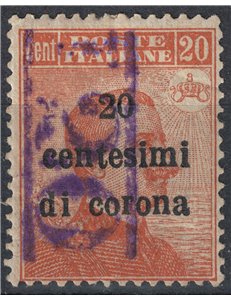 TRENTINO (BZ3) 1918-19 Trento and Trieste 20c (T with vertical violet numeral) MH* ©