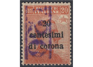 TRENTINO (BZ3) 1918-19 Trento and Trieste 20c (T with vertical violet numeral) MH* ©