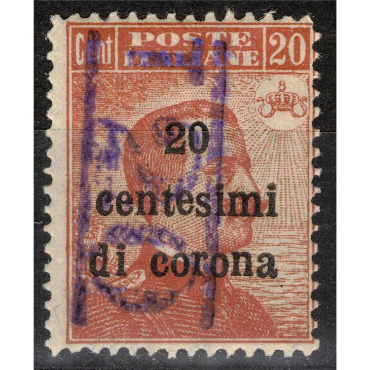 TRENTINO (BZ3) 1918-19 Trento and Trieste 20c (T with violet vertical numeral) MNH** ©