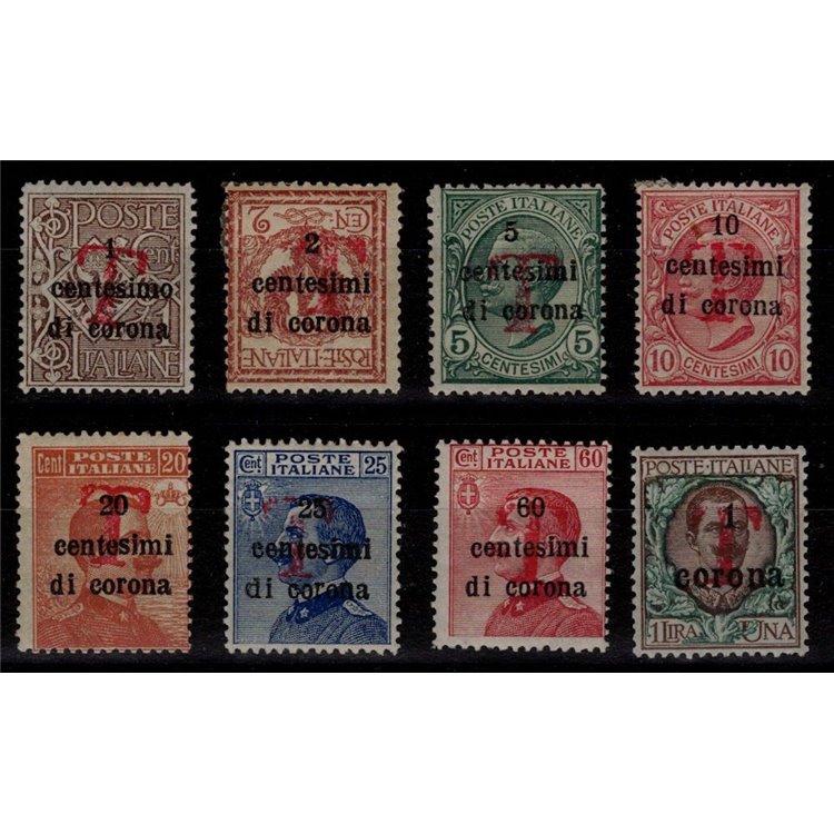 TRENTINO (BZ1) 1918-19 Trento e Trieste (T in rosso) 8v MH* ©