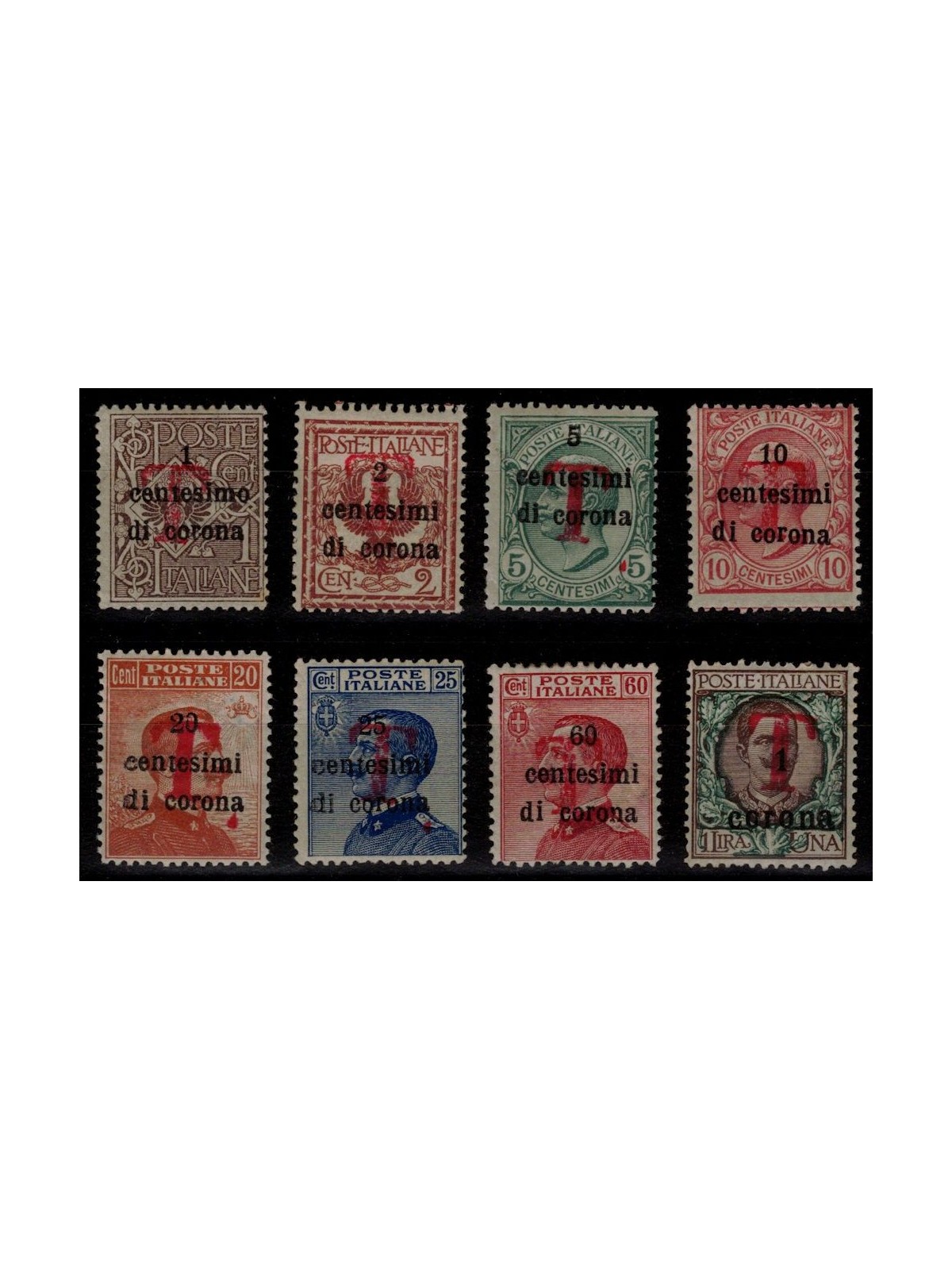 TRENTINO (BZ1) 1918-19 Trento e Trieste (T in rosso) 8v MNH** ©