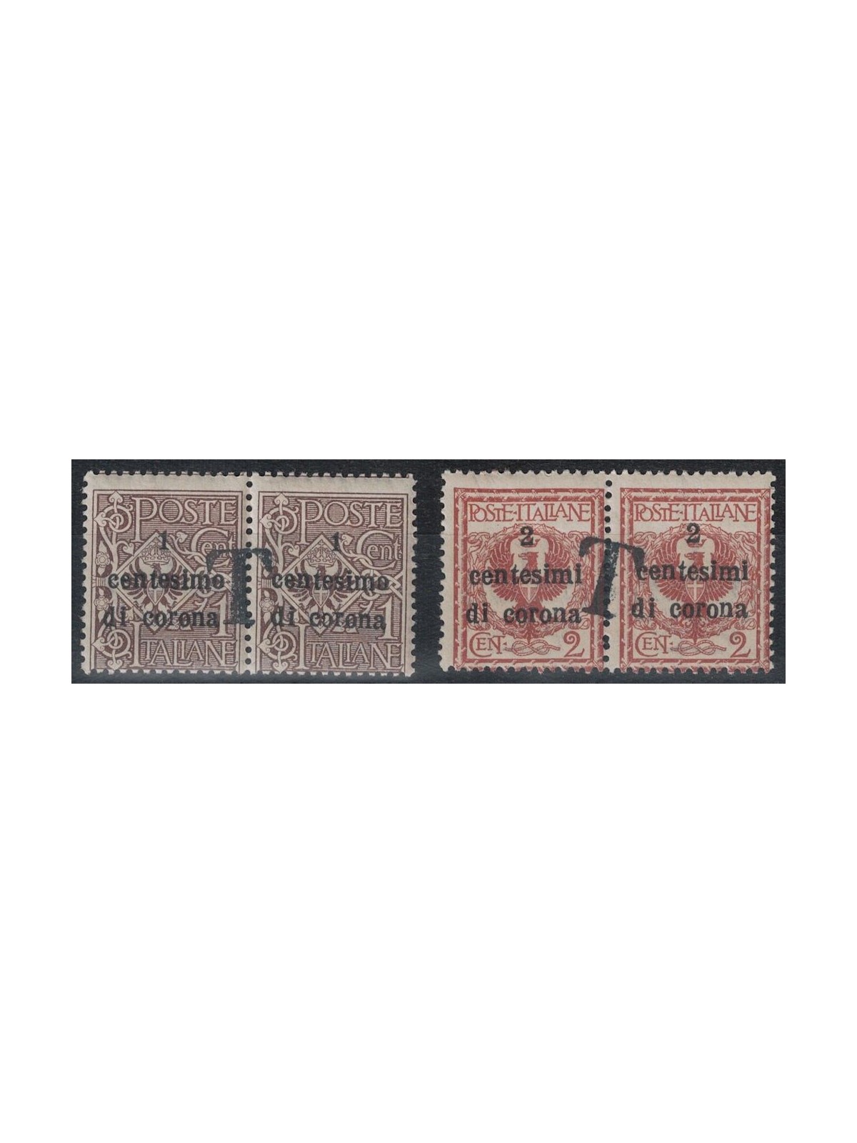TRENTINO (BZ1) 1918-19 Trento and Trieste (Variety) overprint T on horseback 2v MNH** ©