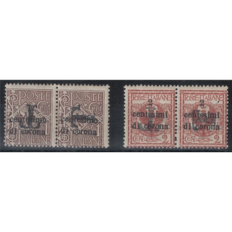 TRENTINO (BZ1) 1918-19 Trento and Trieste (Variety) T overprint, cap. + cover, 2v MNH** ©