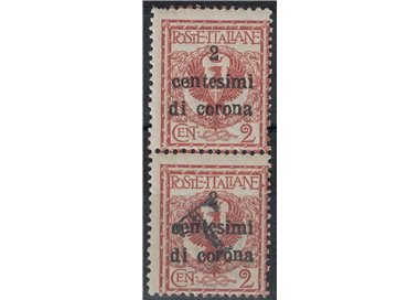 TRENTINO (BZ1) 1918-19 Trento e Trieste (Varietà) soprast. T obliqua 2v MNH** ©