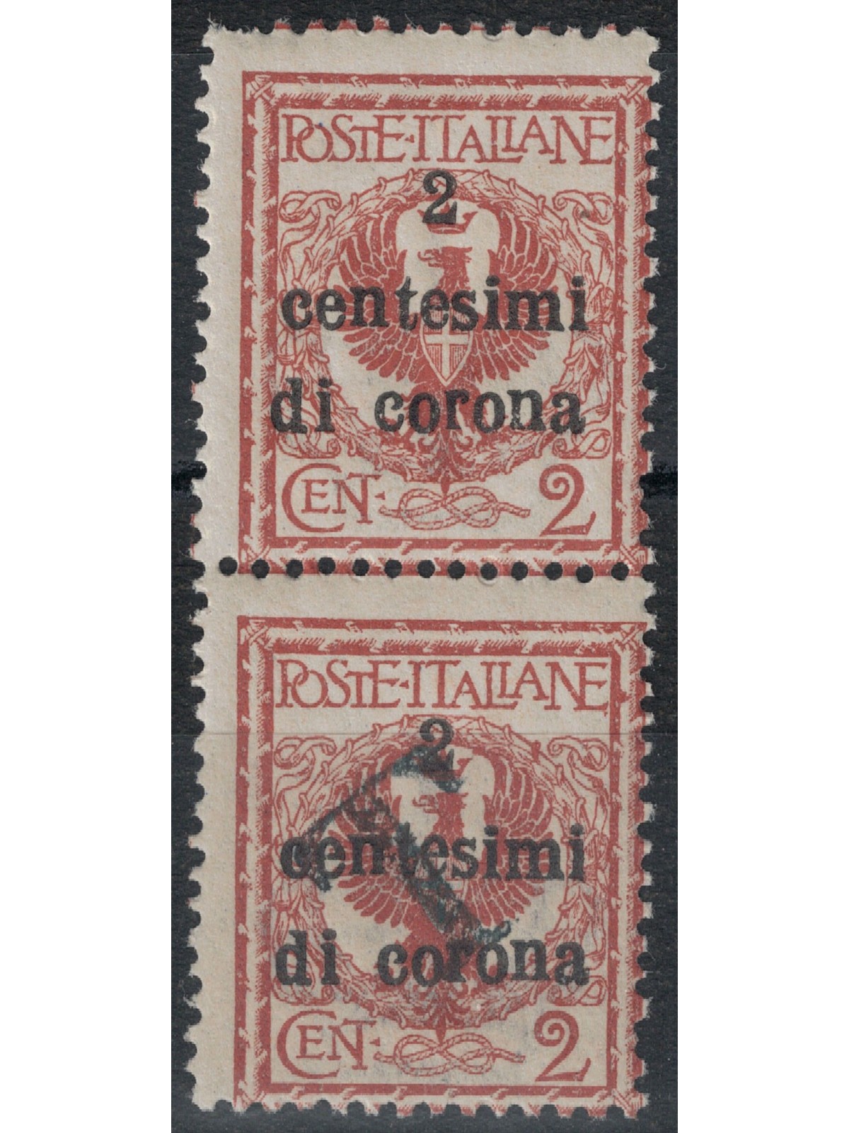 TRENTINO (BZ1) 1918-19 Trento and Trieste (Variety) overprint T oblique 2v MNH** ©