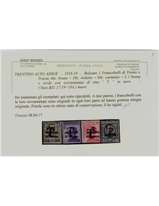 TRENTINO (BZ1) 1918-19 Trento e Trieste (T in nero) 11v MNH** ©