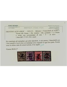 TRENTINO (BZ1) 1918-19 Trento e Trieste (T in nero) 11v us ©
