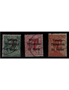 TRENTINO (BZ1) 1918-19 Venezia Tridentina (T in red) 3v us ©