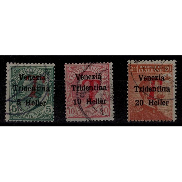 TRENTINO (BZ1) 1918-19 Venezia Tridentina (T in rosso) 3v us ©