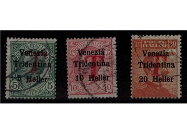TRENTINO (BZ1) 1918-19 Venezia Tridentina (T in rosso) 3v us ©