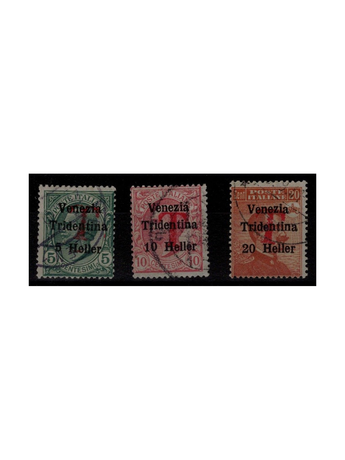 TRENTINO (BZ1) 1918-19 Venezia Tridentina (T in red) 3v us ©