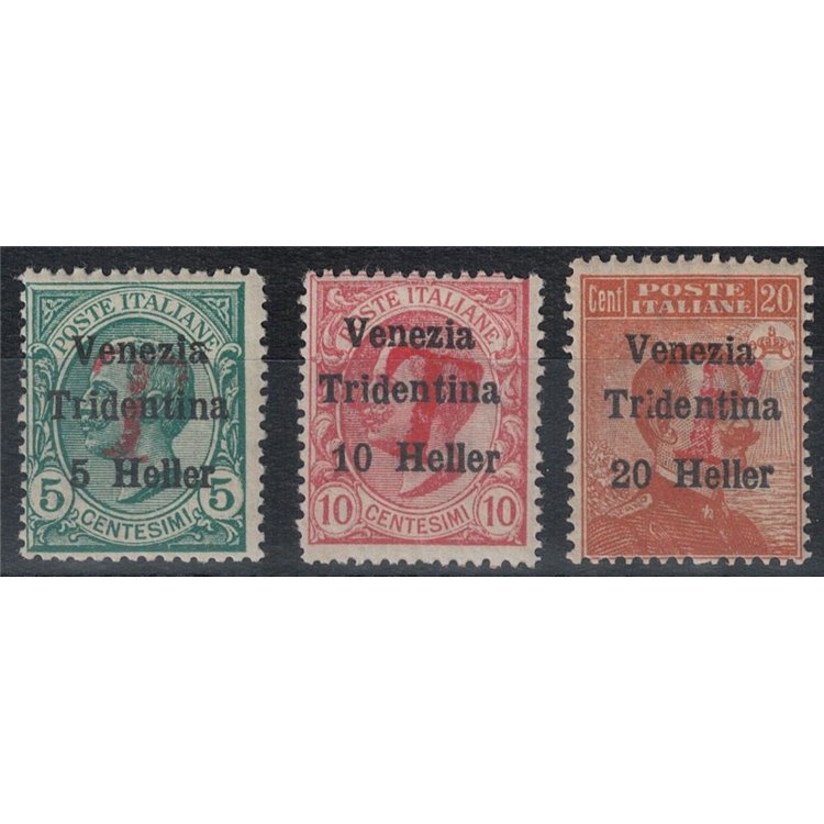 TRENTINO (BZ1) 1918-19 Venezia Tridentina (T in red) 3v MH* ©