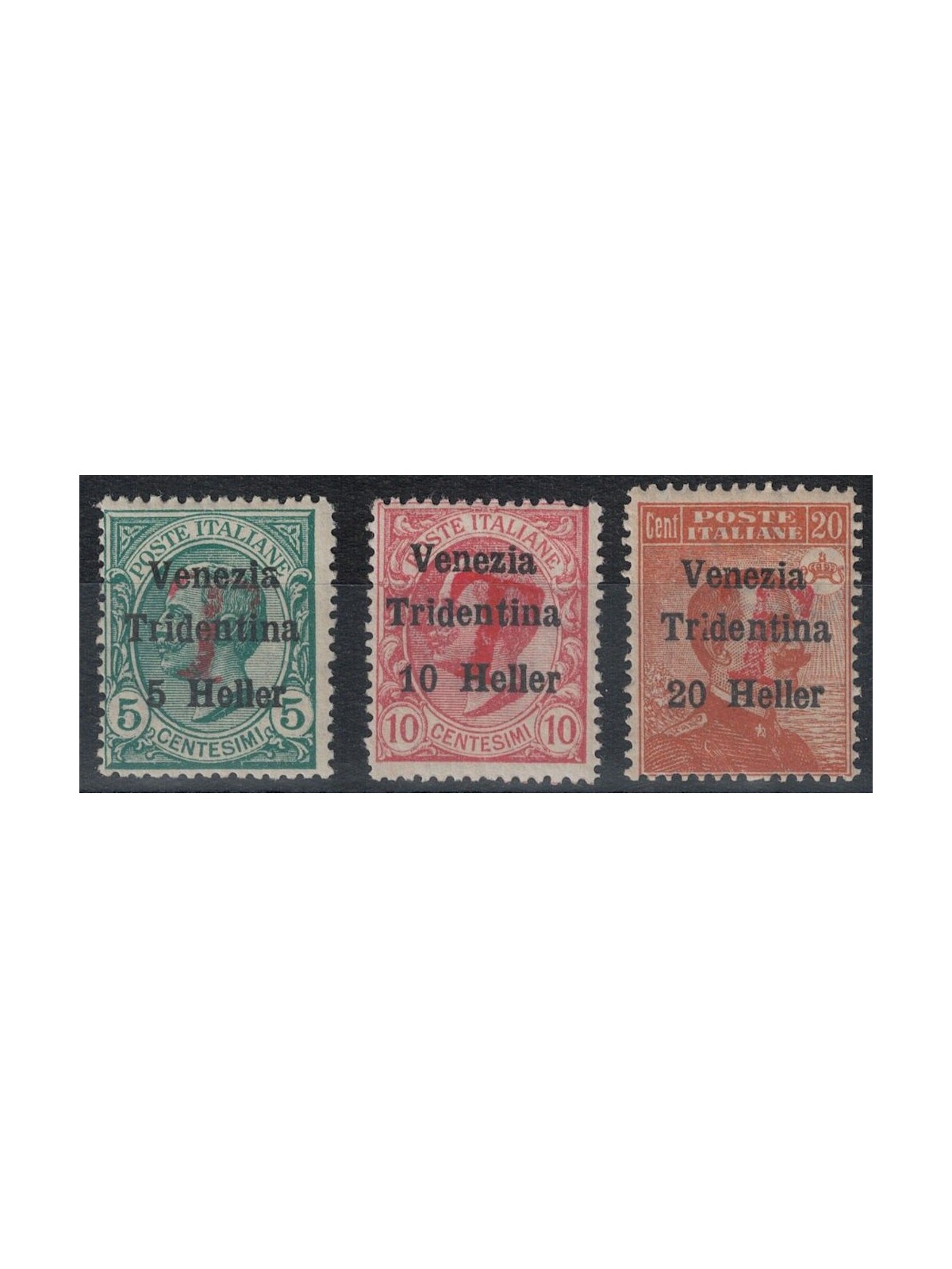 TRENTINO (BZ1) 1918-19 Venezia Tridentina (T in red) 3v MH* ©