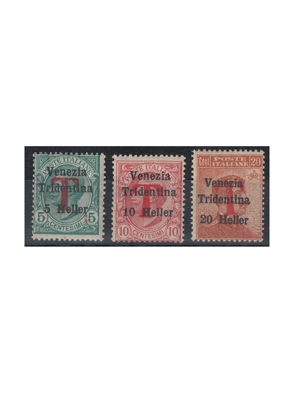 TRENTINO (BZ1) 1918-19 Venezia Tridentina (T in rosso) 3v MNH** ©