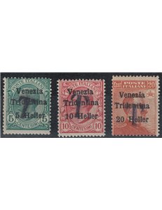 TRENTINO (BZ1) 1918-19 Venezia Tridentina (T in nero) 3v MNH**