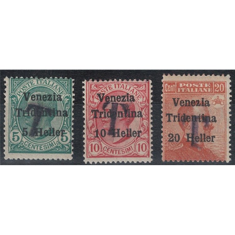TRENTINO (BZ1) 1918-19 Venezia Tridentina (T in nero) 3v MNH**