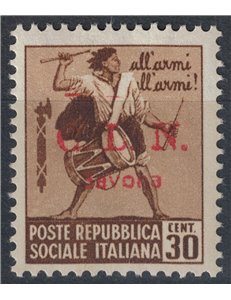 SAVONA 1945 Monumenti distrutti 30c (filigrana ♔) MH* ©