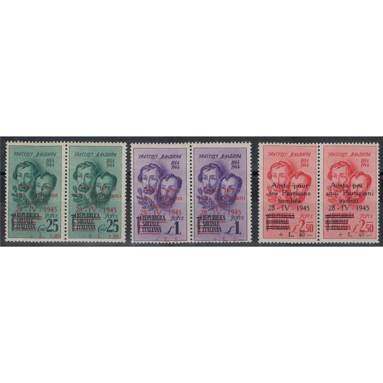 AOSTA 1945 Flag Brothers overprinted 6v MNH** ©