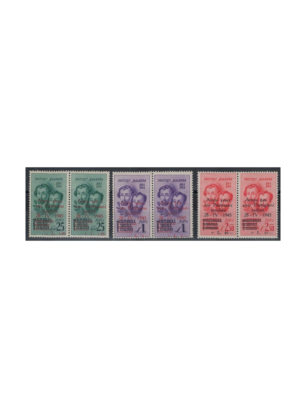 AOSTA 1945 Flag Brothers overprinted 6v MNH** ©