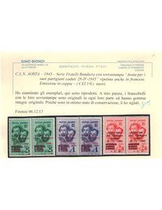 AOSTA 1945 Fratelli Bandiera soprastampati 6v MNH** ©