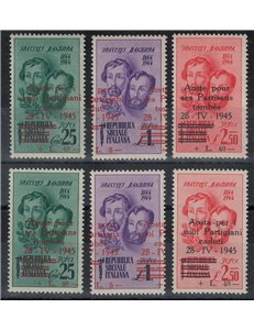 AOSTA 1945 Varietà Fratelli Bandiera (soprastampa fort. spostata) 6v MNH** ©