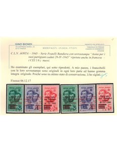 AOSTA 1945 Varietà Fratelli Bandiera (soprastampa fort. spostata) 6v MNH** ©